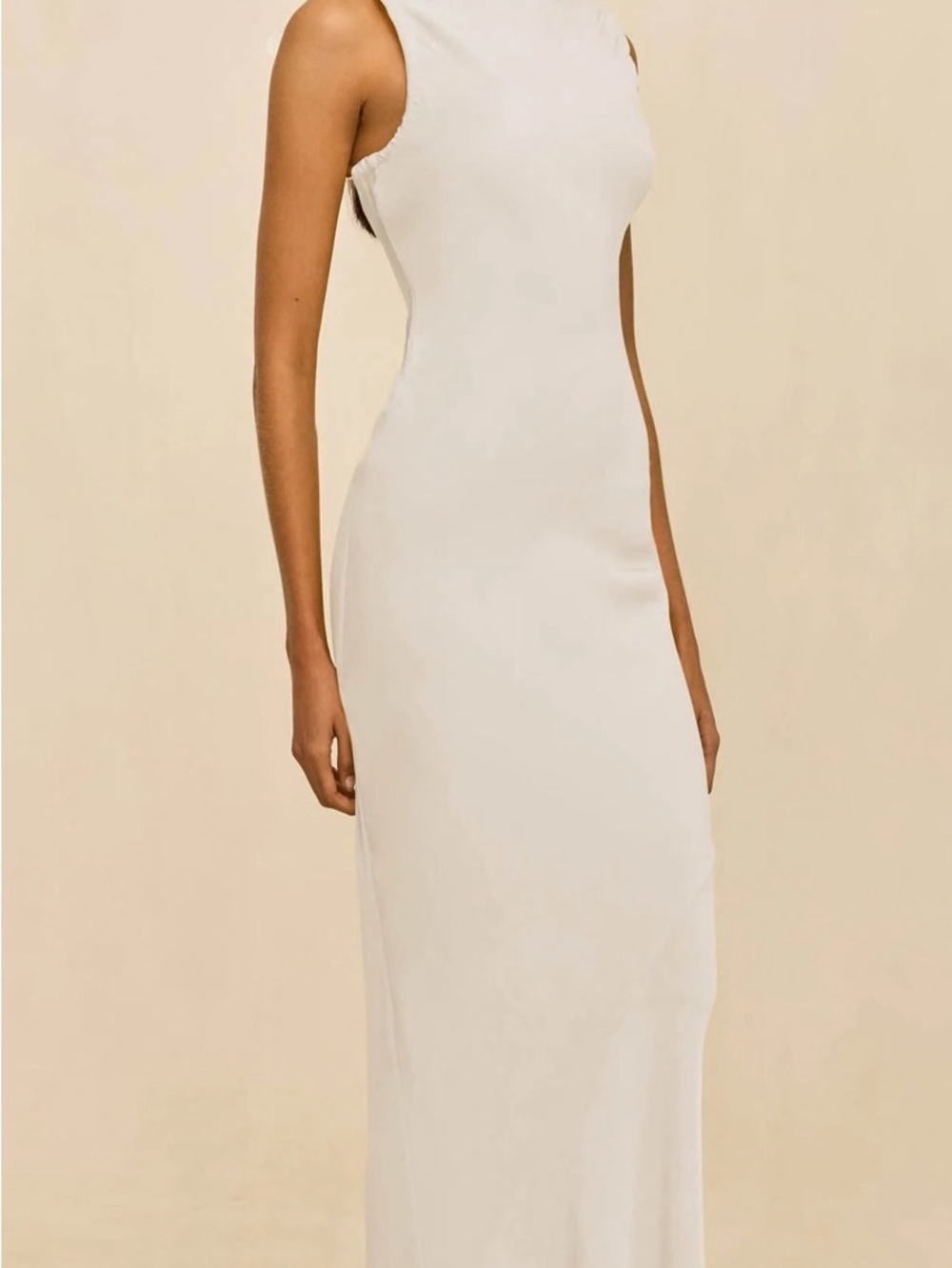 cult gaia White Backless Gown with Floral Shoulder Details - Picture 3 of 5